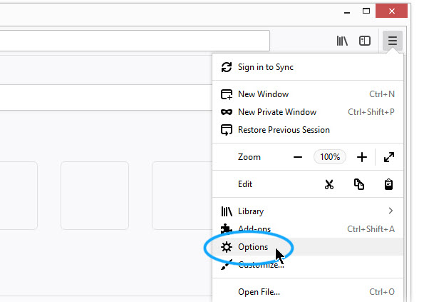 خيارات فيرفكس