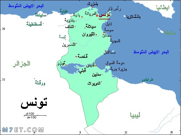 أين تقع تونس في الخريطة