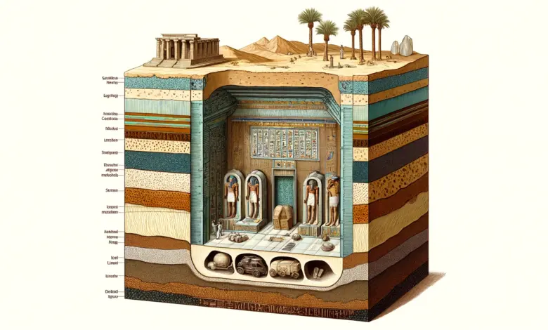 ترتيب طبقات الأرض فوق المقابر الفرعونية