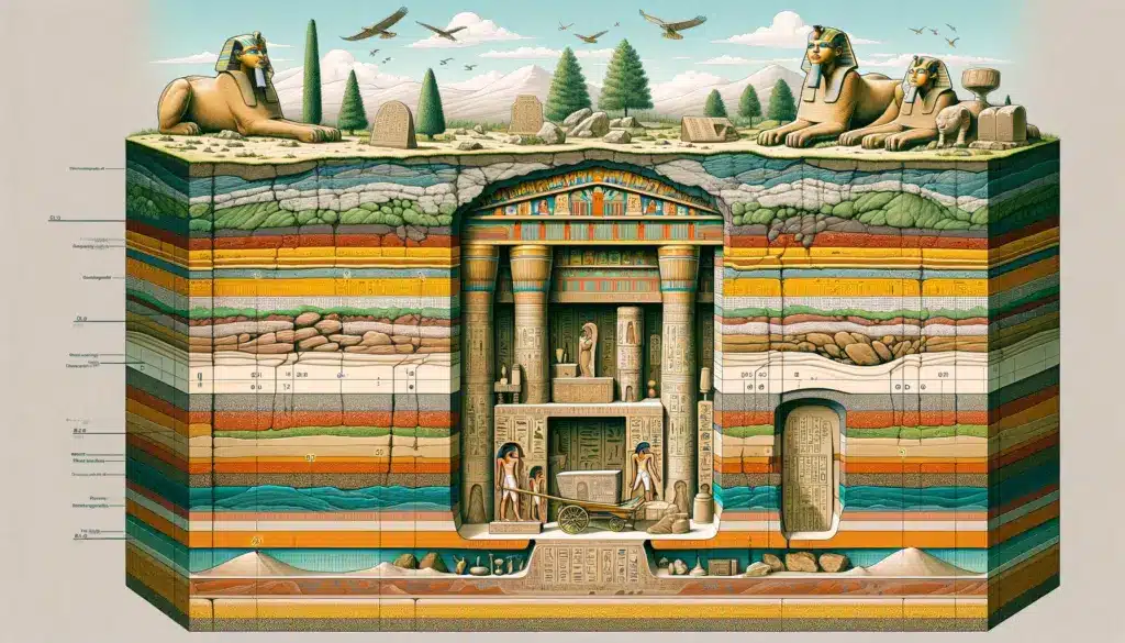 ترتيب طبقات الأرض فوق المقابر الفرعونية 
